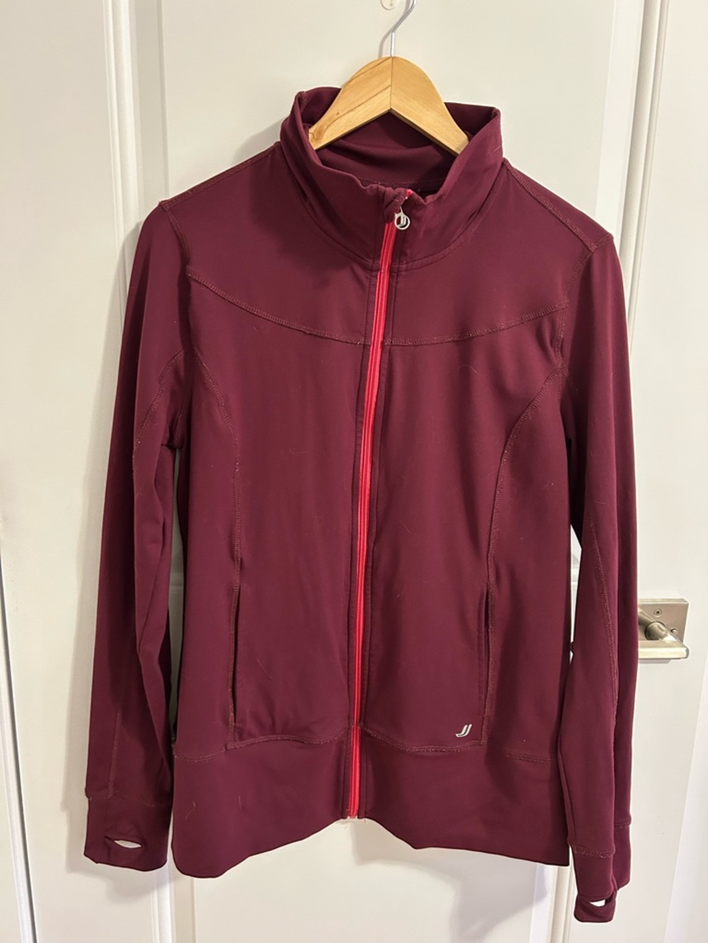 Joe Fresh Maroon Zip-Front Utility Jacket with Red Trim